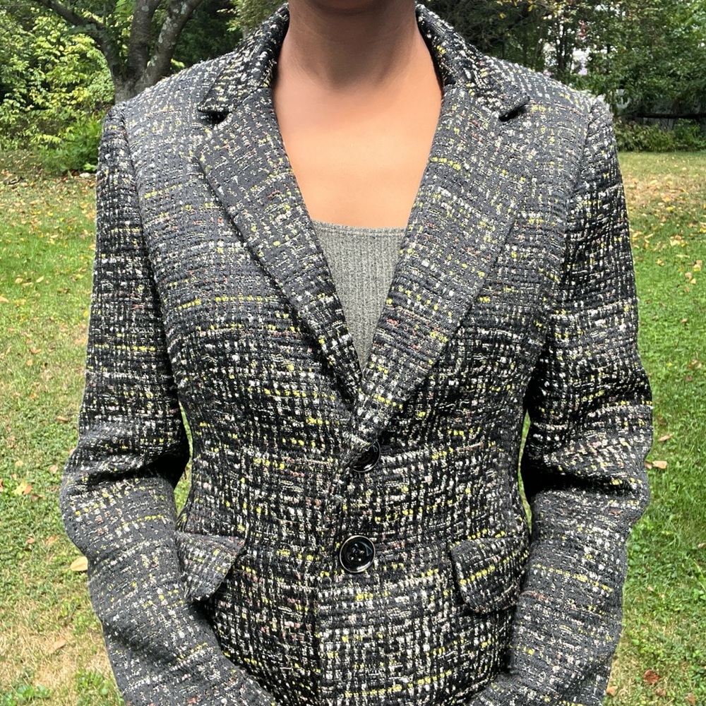 Kasper Black and Gray Tweed Blazer
